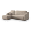 ECKSOFA MARELLO Beige Boucle-Stoff mit Schlaffunktion - Beige, Holz (220/143cm) - MASSENO