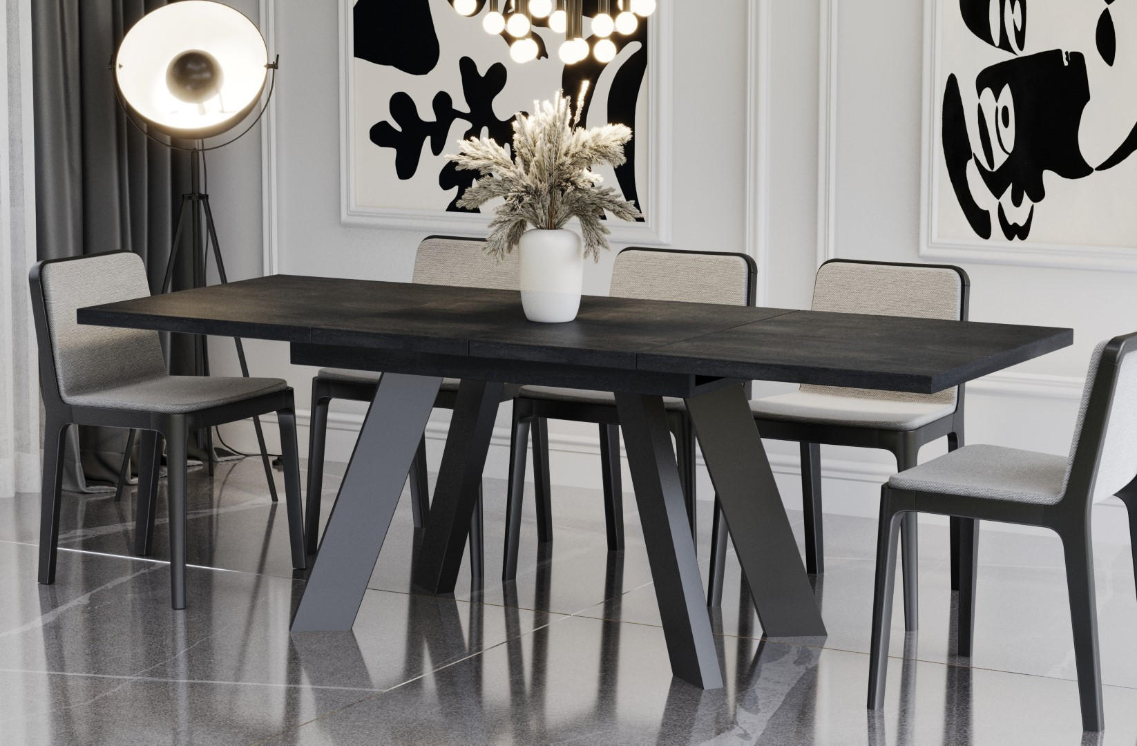 ESSTISCH Como ausziehbar bis 210 cm - Graphitfarben, Holzwerkstoff (130/80/76cm) - Endo-Moebel