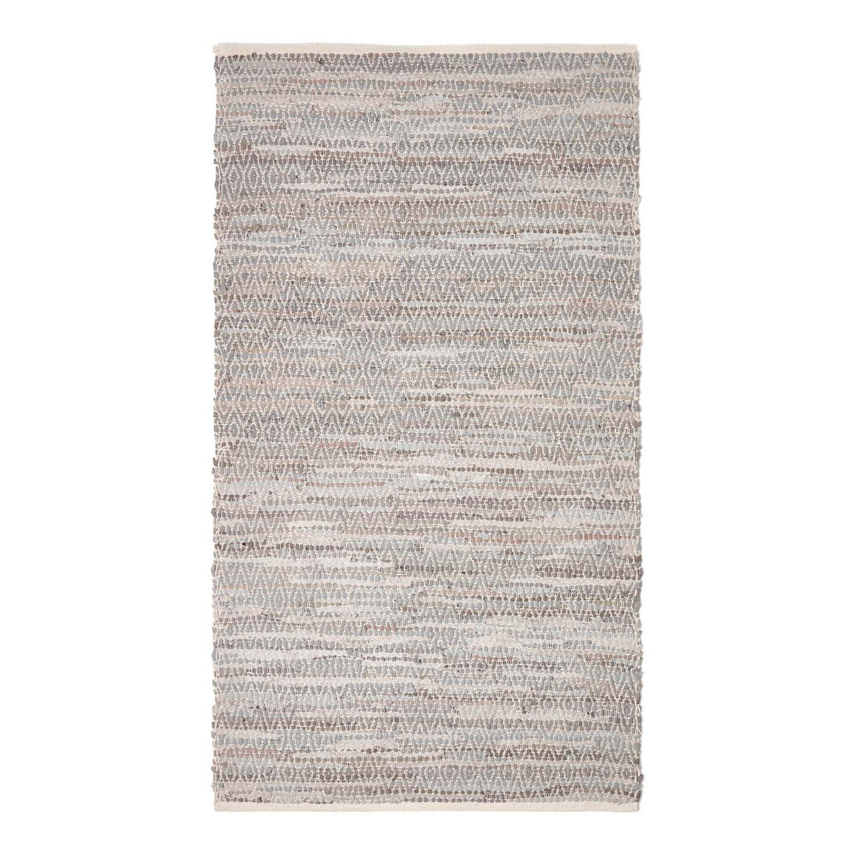 LEDERTEPPICH gewebt mit Rautenmuster 120/180 cm - Grau, Leder (120/180cm) - Homescapes