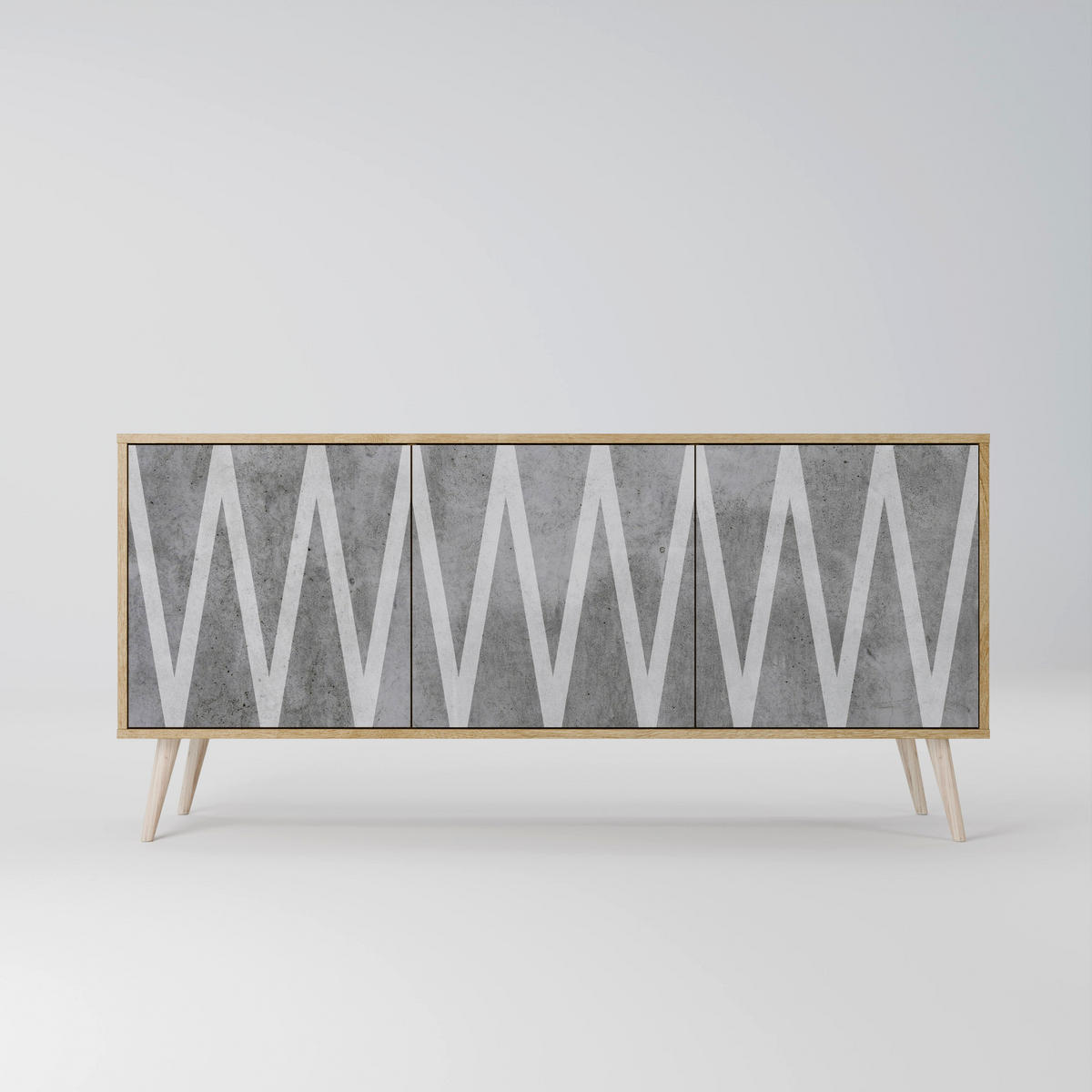 SIDEBOARD SOLID ZIG ZAG, Eicheneffekt, 164,5x42x77,5 cm, 3 Türen - Eichefarben/Buchefarben, Holzwerkstoff/Buchenholz (164.5/77.5/42cm) - SpaceRebels