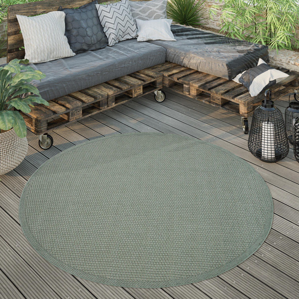 OUTDOORTEPPICH 160/160 cm Timber 125 - Grün, Textil (160/160cm) - Paco Home