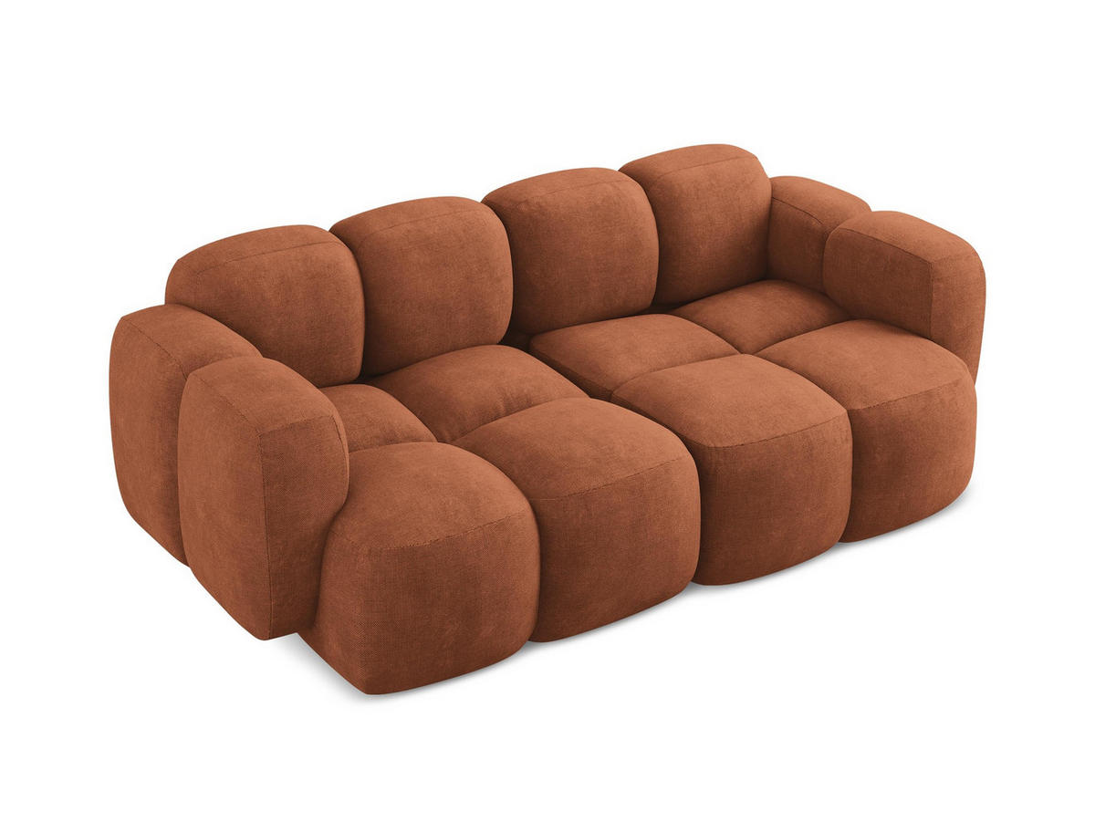 2-SITZER SOFA Chenille Stoff Orange - Terra cotta/Schwarz, Holzwerkstoff/Kunststoff (210/72/115cm) - Makamii