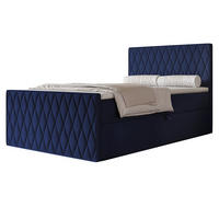 BOXBETT PONTI III 120x200 cm Marineblau (Samt) - mit Bettkasten, Bonellmatratze und Rautensteppung - Dunkelblau, Holzwerkstoff/Textil (120/200cm) - Ravio