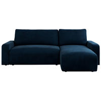 ECKSOFA ARGOS Dunkelblau Velours - Schwarz/Dunkelblau, Kunststoff/Textil (245/150cm) - MKS