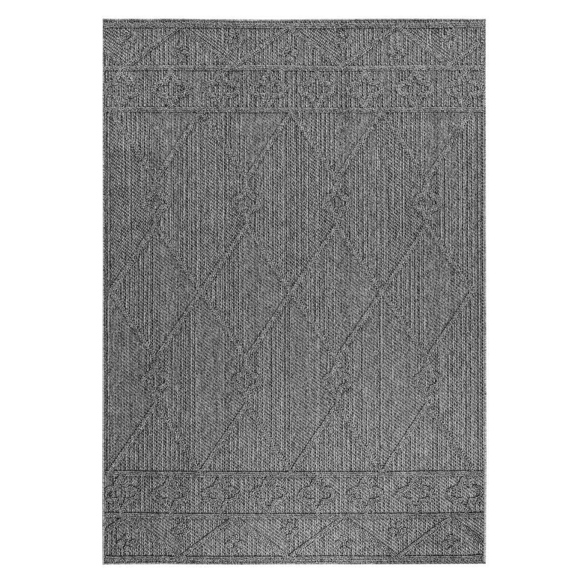 TEPPICH Outdoor Flachgewebe Berber-Muster Polypropylen Terrasse Grau Rechteckig 160x230 - Grau, Textil (160/230cm) - KADIMA DESIGN