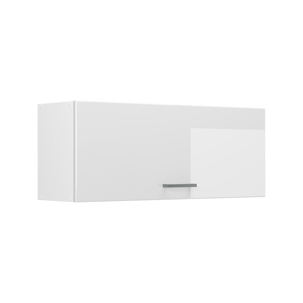 HÄNGESCHRANK R-Line, Weiß Hochglanz/Weiß, 100 cm Flach - Weiß Hochglanz/Weiß, Holzwerkstoff (100/40/31cm) - Vicco