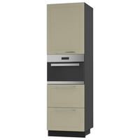BACKOFENHOCHSCHRANK Kvantum D14/RU/2M/356 Vanille Matt / Schwarz Matt 60 / 59 / 207cm - Creme/Schwarz, Holz/Holzwerkstoff (60/207/59cm) - Feldmann-Wohnen