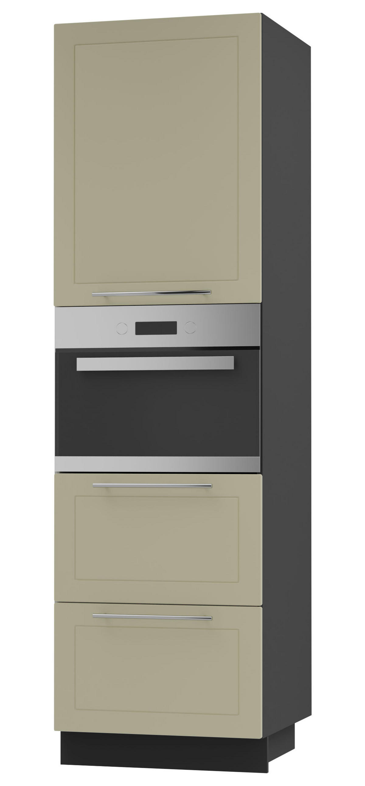 BACKOFENHOCHSCHRANK Kvantum D14/RU/2M/356 Vanille Matt / Schwarz Matt 60 / 59 / 207cm - Creme/Schwarz, Holz/Holzwerkstoff (60/207/59cm) - Feldmann-Wohnen