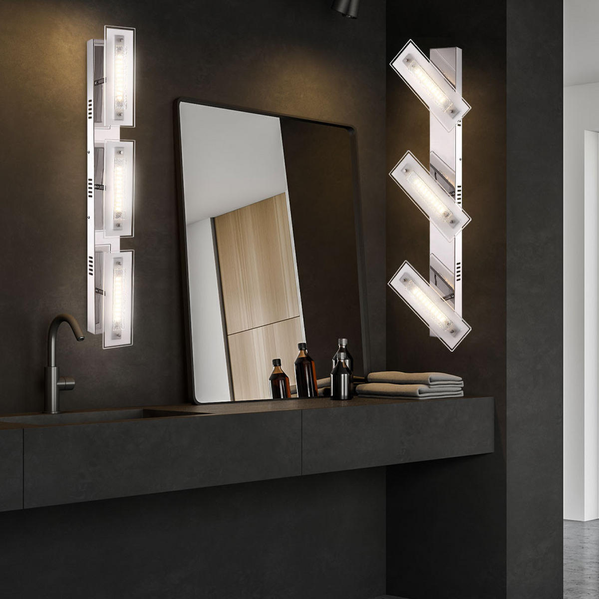 LED WANDLEUCHTE RARENIUM Kristall Silber - Silberfarben, Glas (8/75/11.5cm) - Globo Lighting