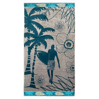 STRANDTUCH Frottee Samt Jacquard Blau 100x175 470g/m² - Dixon - Blau, Textil (100/175cm) - LE COMPTOIR DE LA PLAGE