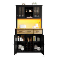 KÜCHENBUFFET 106/40/179,5 cm schwarz aus MDF mit LED - Schwarz, Holzwerkstoff (106/179.5/40cm) - OKWISH