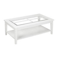 COUCHTISCH - Glas & Kiefernholz - Weiß - GUERANDE - Weiß, Holz (120/70/42cm) - Vente-Unique