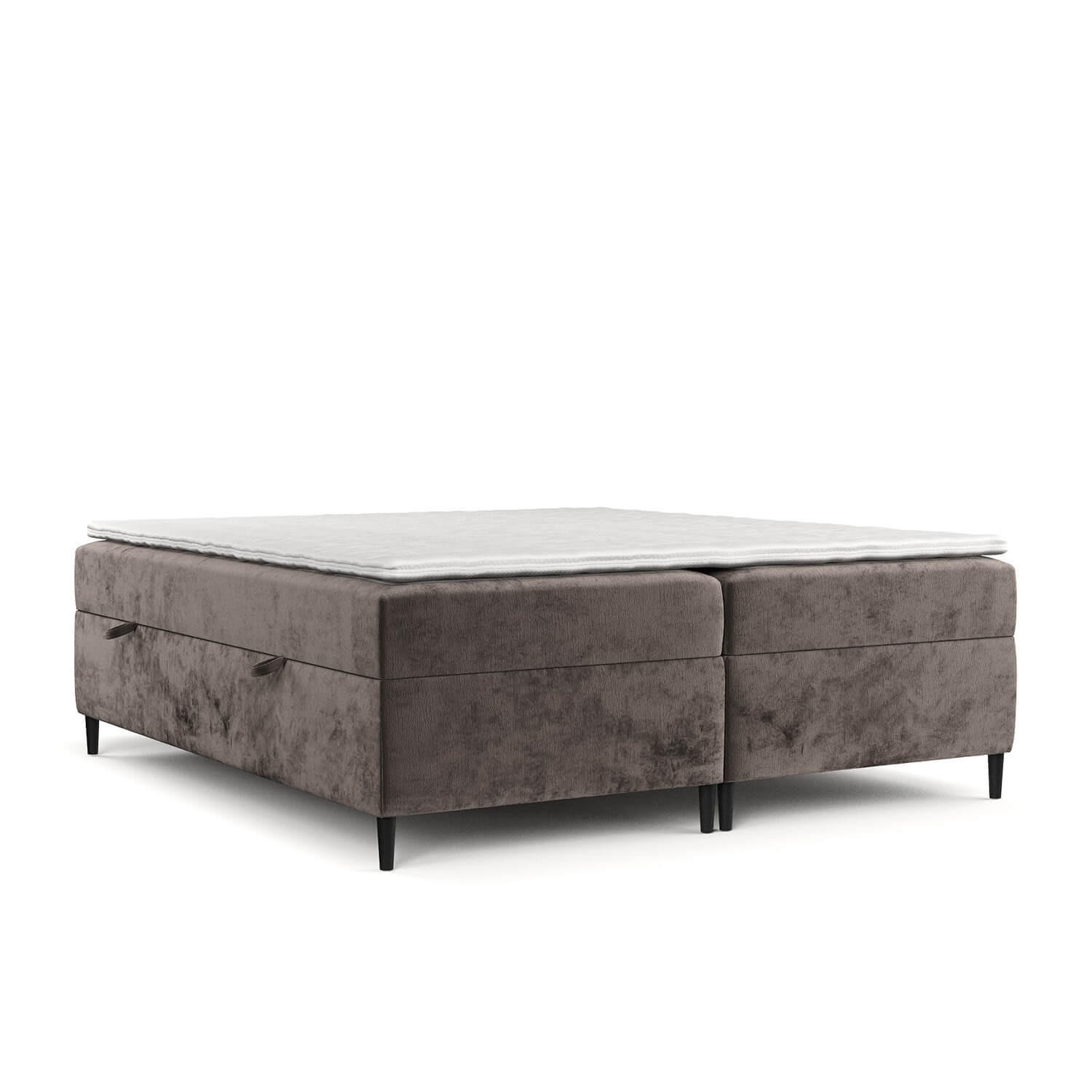 BOXBETT Theo 180/200 cm Braun im Lotta Stoff - Schwarz/Braun, Holz/Holzwerkstoff (180/200cm) - AltaBeds