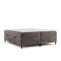 BOXBETT Theo 160/200 cm Braun im Lotta Stoff - Schwarz/Braun, Holz/Holzwerkstoff (160/200cm) - AltaBeds