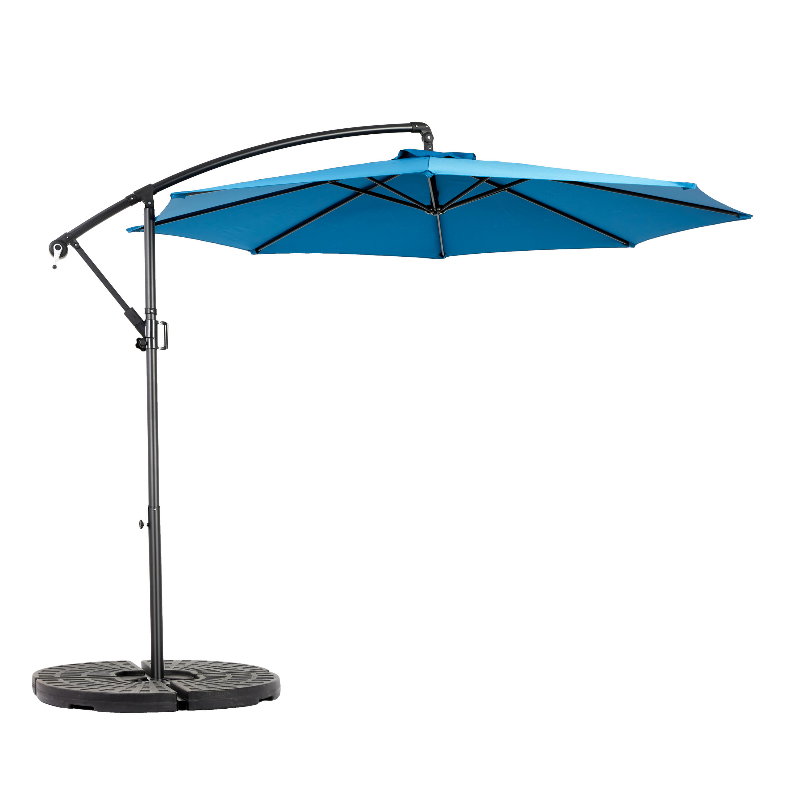 AMPELSCHIRM 294 cm Blau Stahl Hängender Gartenschirm mit Kurbel & Neigungsfunktion für Terrasse - Dunkelblau, Metall (294/294cm) - Urban Meuble