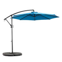 AMPELSCHIRM 294 cm Blau Stahl Hängender Gartenschirm mit Kurbel & Neigungsfunktion für Terrasse - Dunkelblau, Metall (294/294cm) - Urban Meuble