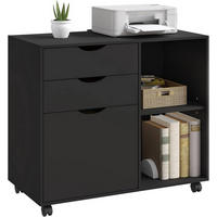 ROLLCONTAINER mit 3 Schubladen,5 Rollen, Schwarz - Schwarz, Holzwerkstoff (80/69.5/39.5cm) - Woltu