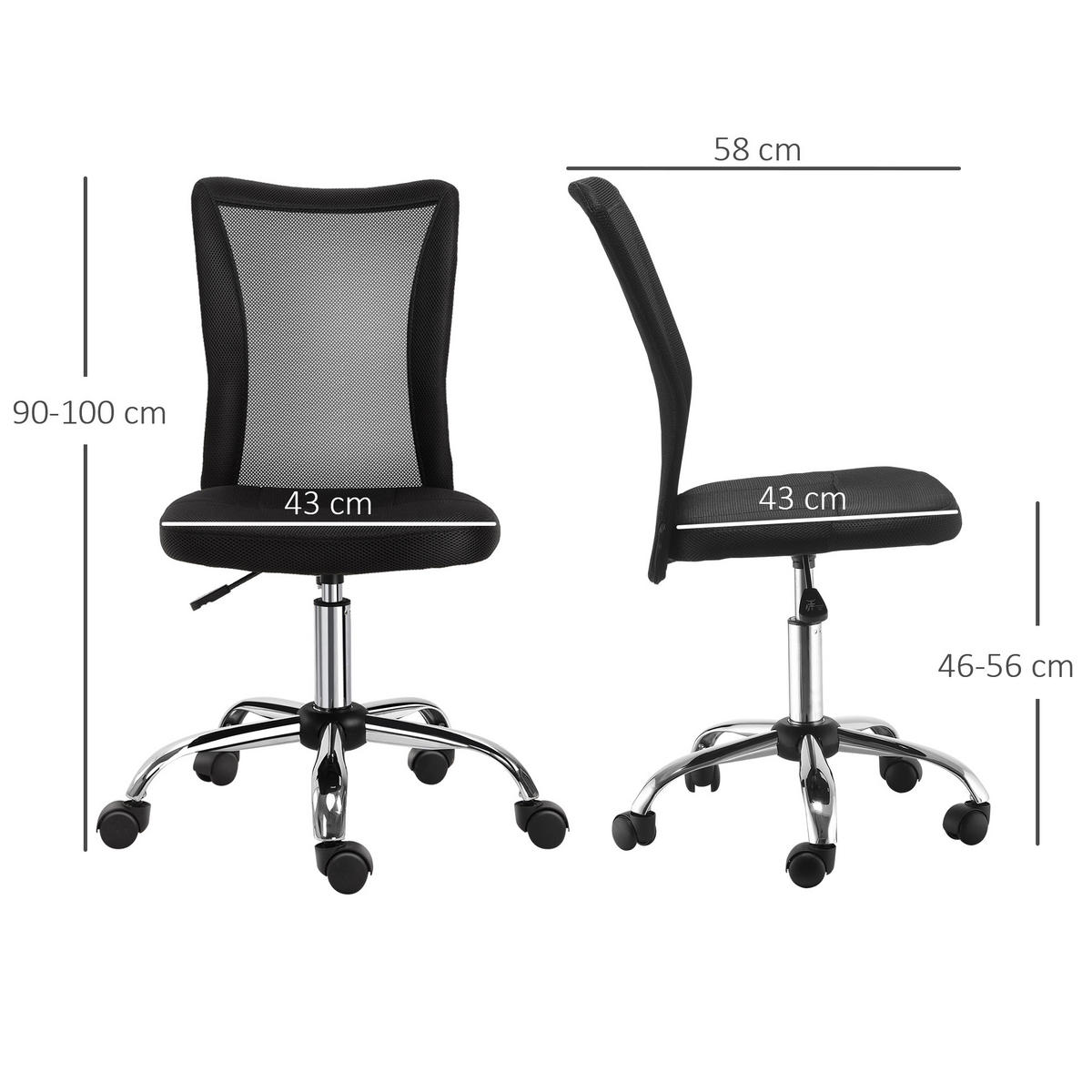 DREHSTÜHLE ergonomisch ohne Armlehne bis 100kg Schwarz - Schwarz, Metall (58/100/43cm) - SHOPENTRA