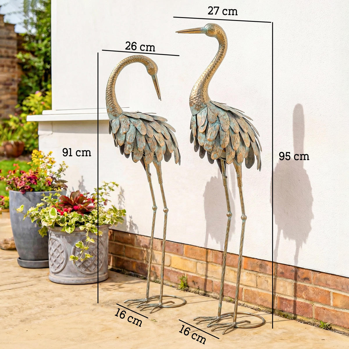 REIHERFIGUREN 2er-Set DE-13847 91/95 cm Gold & Blau - Goldfarben, Metall (16/91/27cm) - ComfortXL