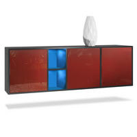 SIDEBOARD Cuba Türen in Bordeaux Hochglanz - Bordeaux, Holzwerkstoff (182/53/35cm) - Vladon