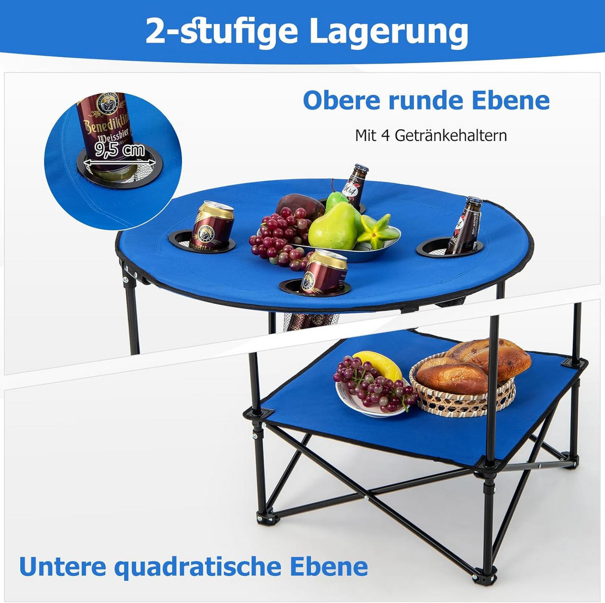 CAMPINGTISCH Blau - Blau, Textil (72/72/59cm) - COSTWAY
