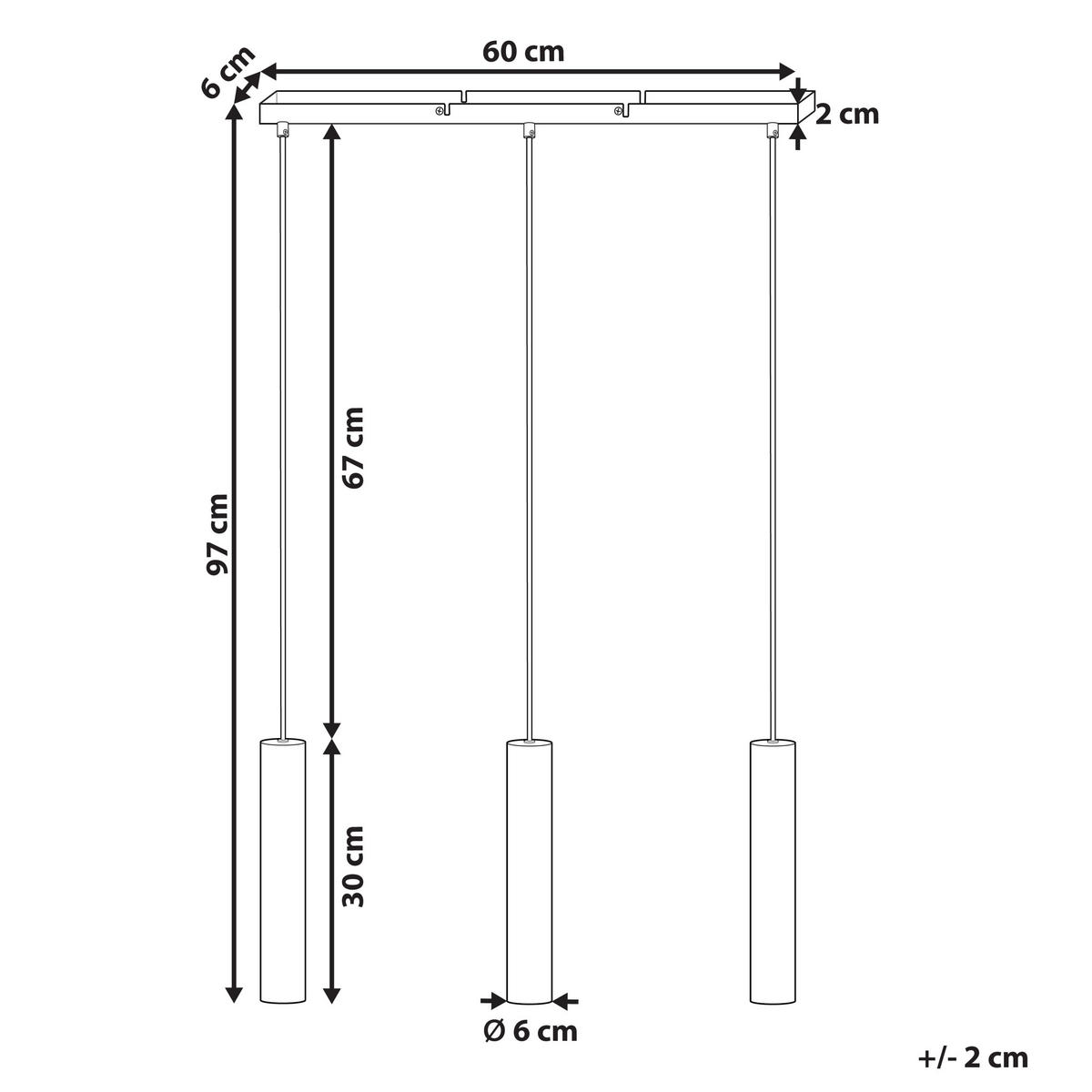 HÄNGELEUCHTE Brosna 6/60/100 cm - Messingfarben, Metall (6/60/100cm) - Beliani
