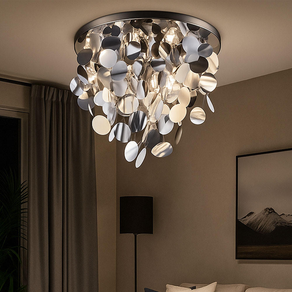 DECKENLEUCHTE LUCCA Chrom Silber - Silberfarben, Metall (55/55/40cm)
