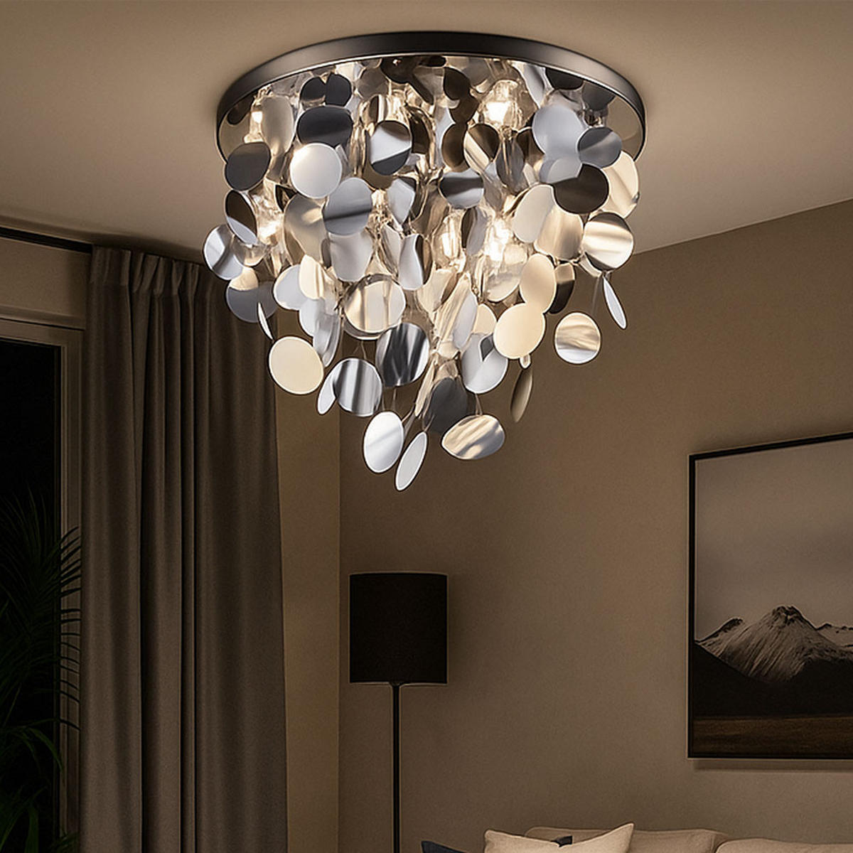 DECKENLEUCHTE LUCCA Chrom Silber - Silberfarben, Metall (55/55/40cm)