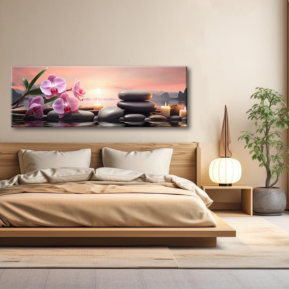 WANDBILD rosa zen muster - Pink, Textil (90/30cm) - Feeby