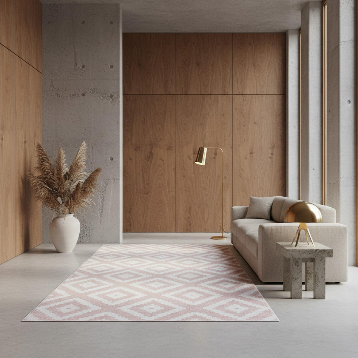 TEPPICH Wohnzimmer Geometrisch Pflegeleicht Waschbar OEKO-TEX Pink 280x370 cm Gekettelt Flur – INN - Rosa, Textil (280/370cm) - KADIMA DESIGN