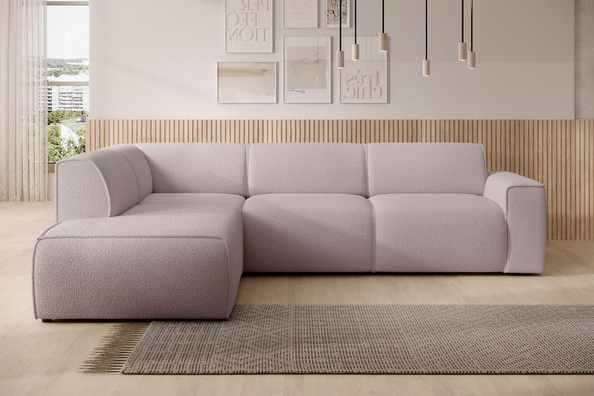 ECKSOFA Bouvi Beige links - Beige/Schwarz, Kunststoff/Textil (292/220cm) - Selsey