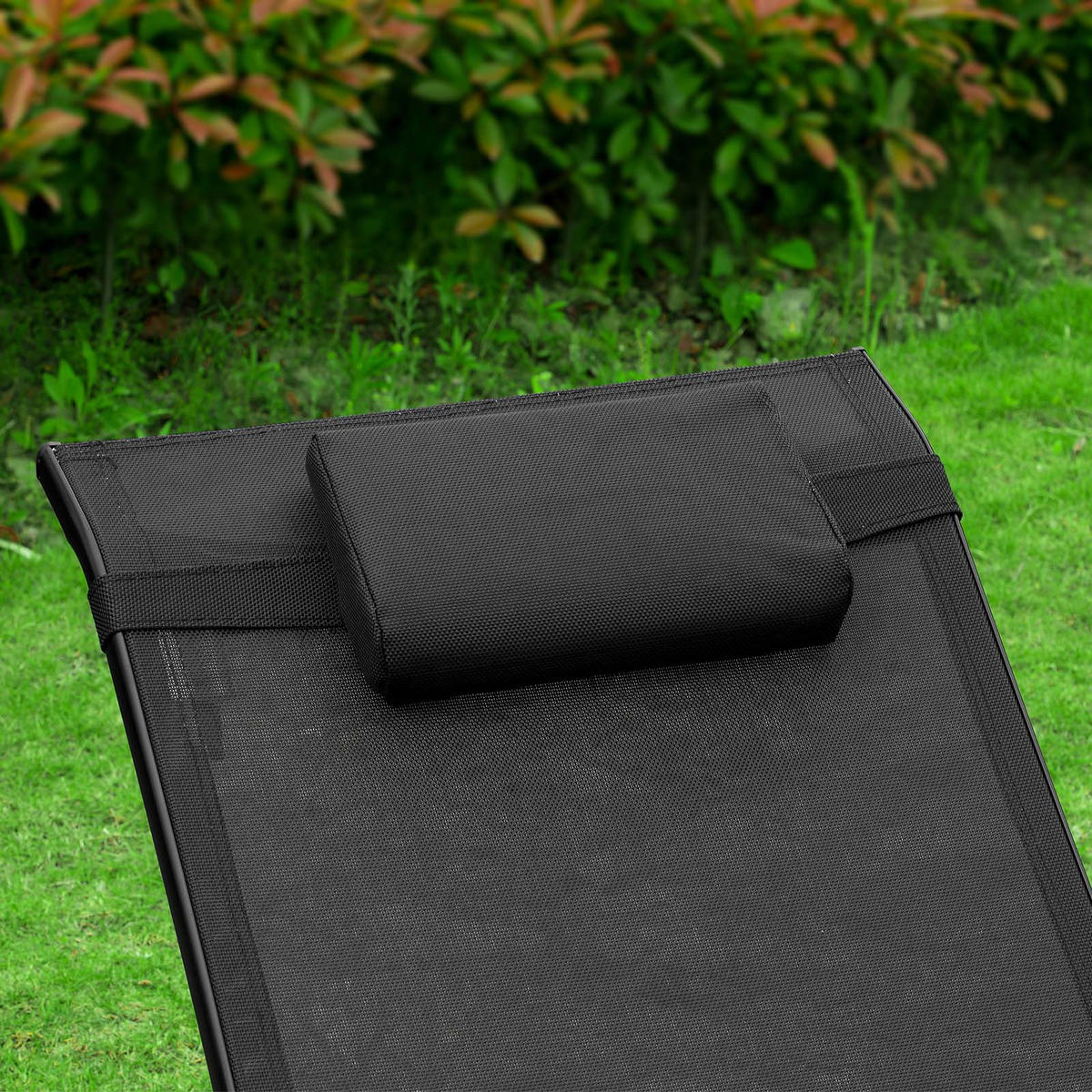 SONNENLIEGE Schwarz - Schwarz, Metall (60/69/173cm) - SoBuy