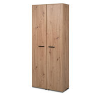 SCHUHSCHRANK Eiche Artisan 74 cm, Flurschrank aufklappbar für 30 Paar Schuhe - Schwarz/Eiche Artisan, Holzwerkstoff/Kunststoff (74/181.5/34cm) - Furn.Design