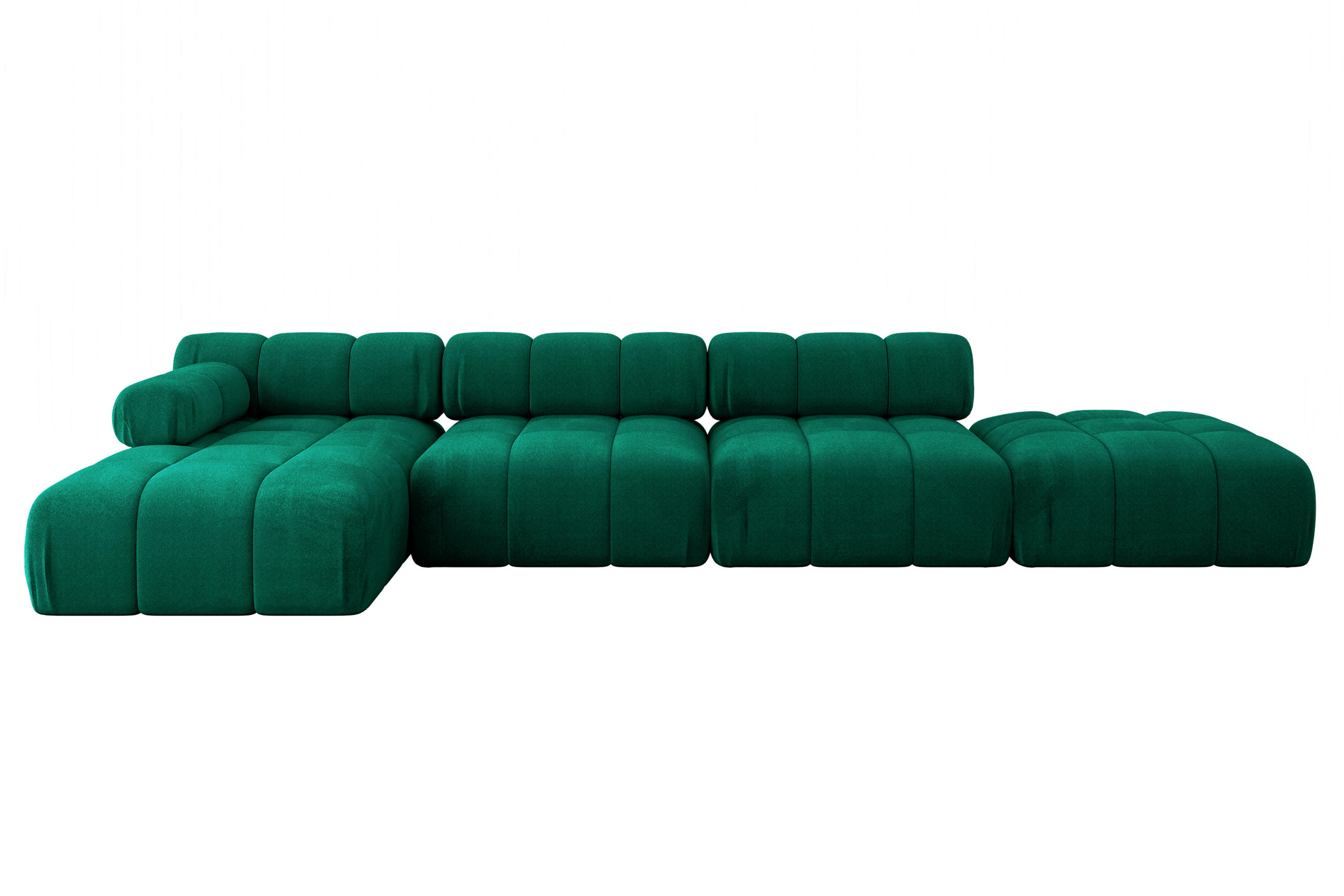 ECKSOFA modulares Sofa Lizur-L2 - 380x160x70 cm Dunkelgrün Velours - Dunkelgrün, Holzwerkstoff/Textil (380/160cm) - ALTDECOR