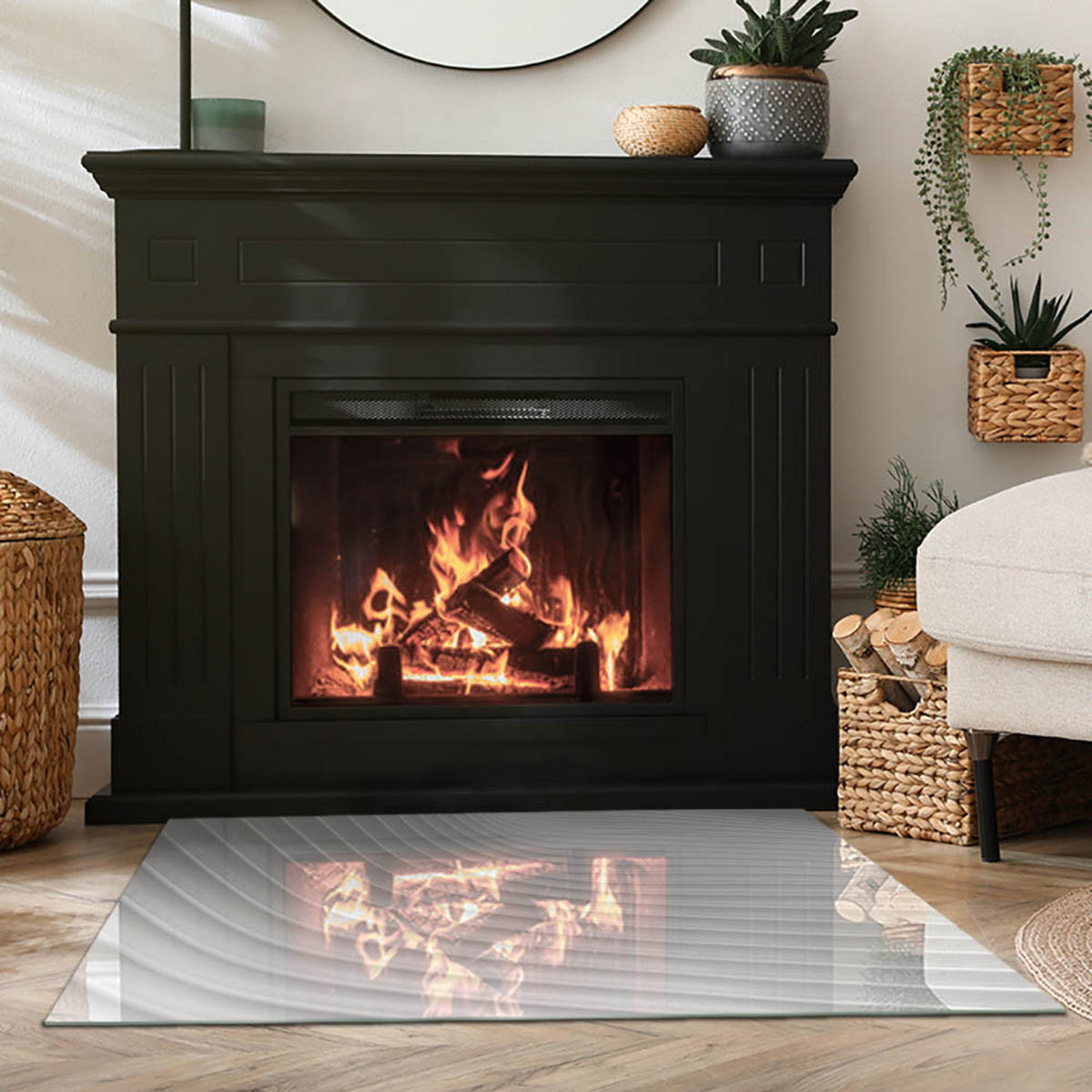 GLASPLATTE für Kamin 100x70 cm Weiß - Weiß, Glas (100/70/0.4cm) - ArtPrintCave