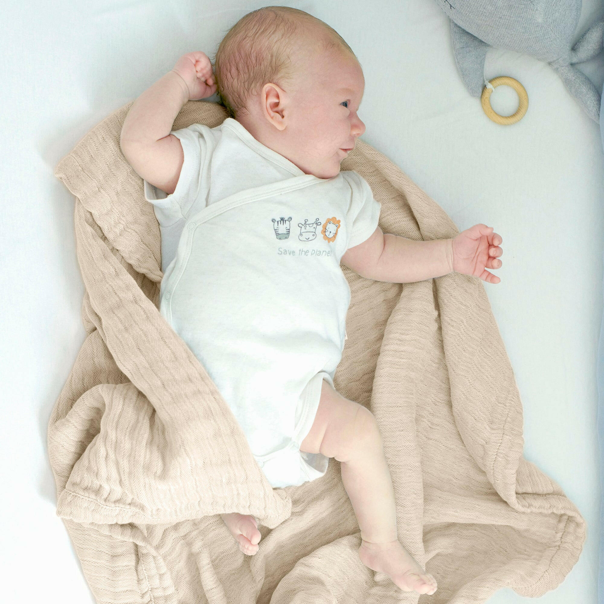 MUSSELINDECKE Natur Weiß - Naturfarben, Textil (80/80cm) - nordic coast company