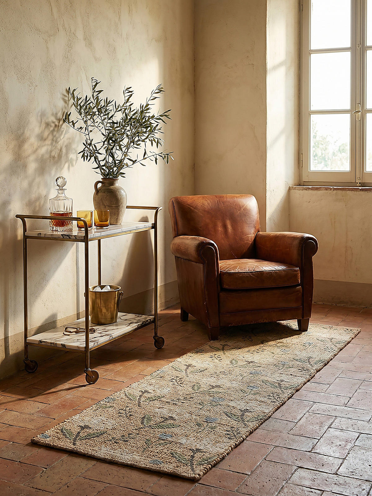 TEPPICH Jute Floral-Design, handgewebt JED, Naturfarben 60x230 cm - Braun, Textil (230/60cm) - KADIMA DESIGN