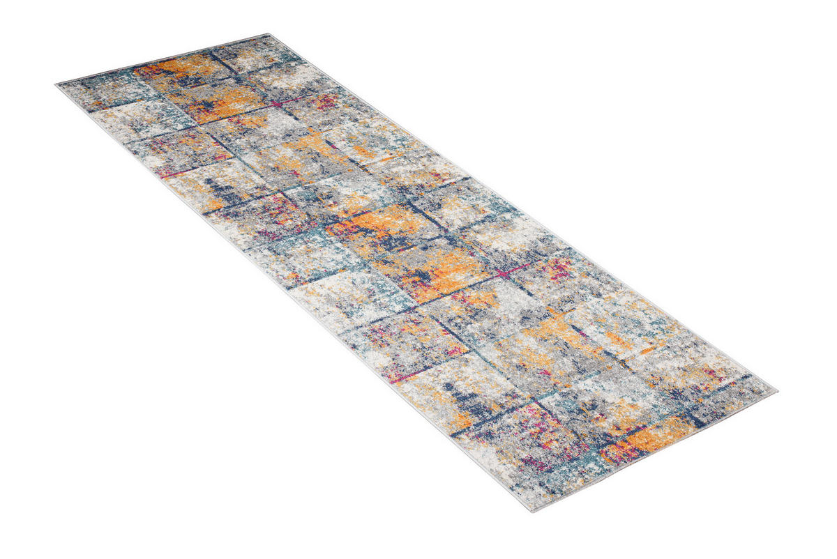 TEPPICHLÄUFER LAZUR Weiß Dunkelblau 70/1200 cm - Multicolor, Textil (70/1200cm) - Tapiso