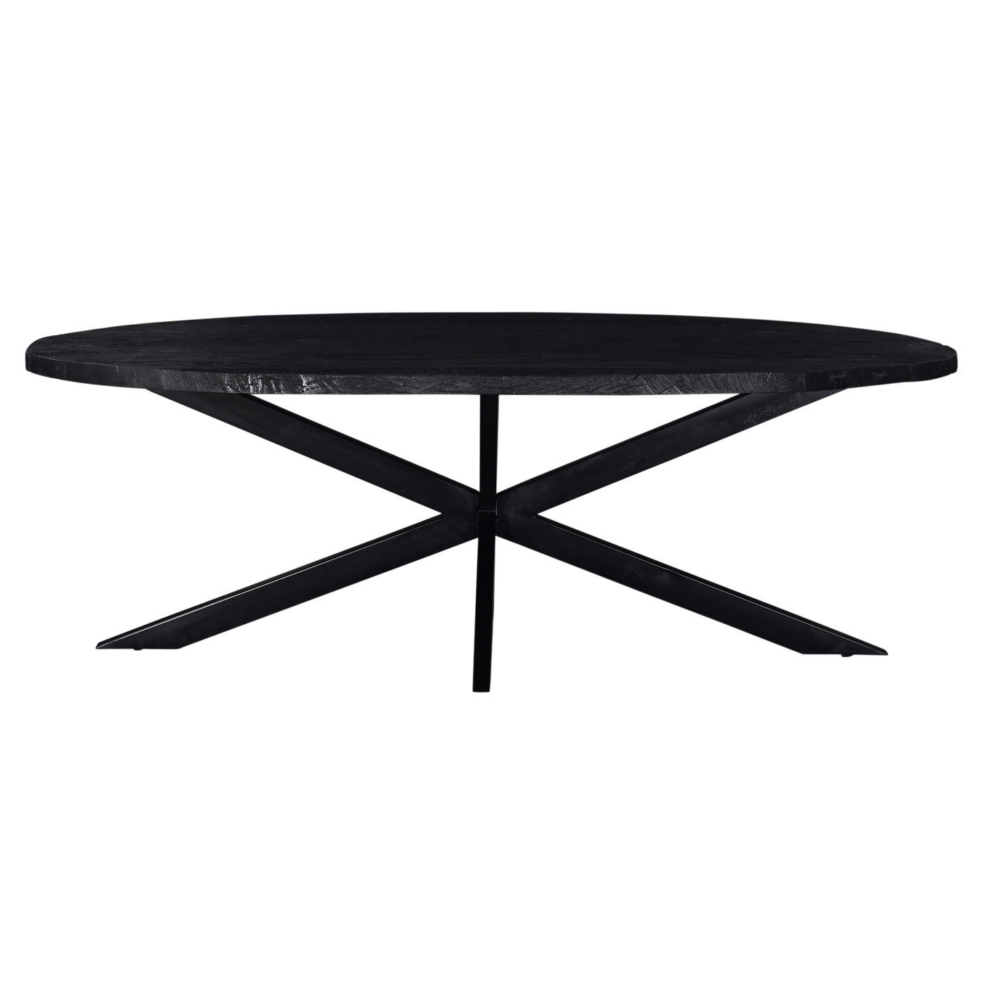 ESSTISCH oval aus Mangoholz 220cm, schwarz - Schwarz, Metall (220/100/76cm) - Giga Meubel