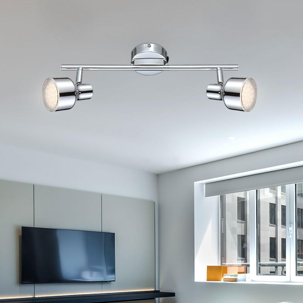 LED DECKENLEUCHTE ROIS Silber Chrom - Silberfarben, Metall (38/8/1cm) - Globo Lighting
