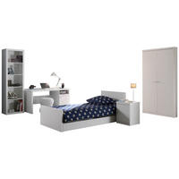 KINDERZIMMER SET Kamaria 6-tlg Bett Kleiderschrank Regal Kommode Weiß - Weiß, Holzwerkstoff (200/1/90cm) - 58aufmkessel