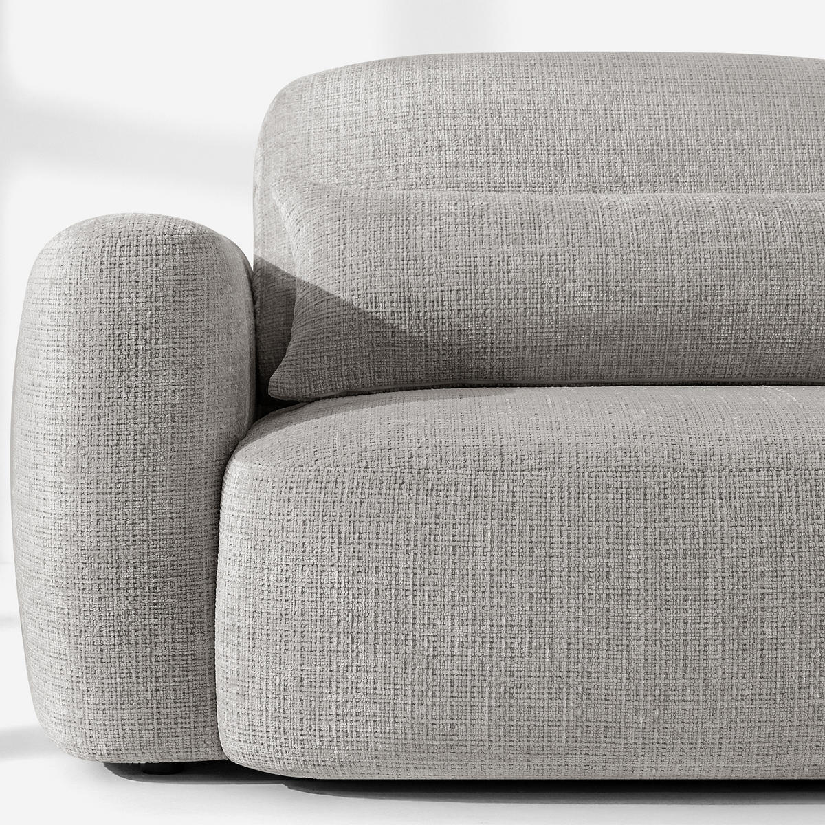 ECKSOFA rechts ELOSA - Hellgrau, Holz/Textil (245/165cm) - KONSIMO®