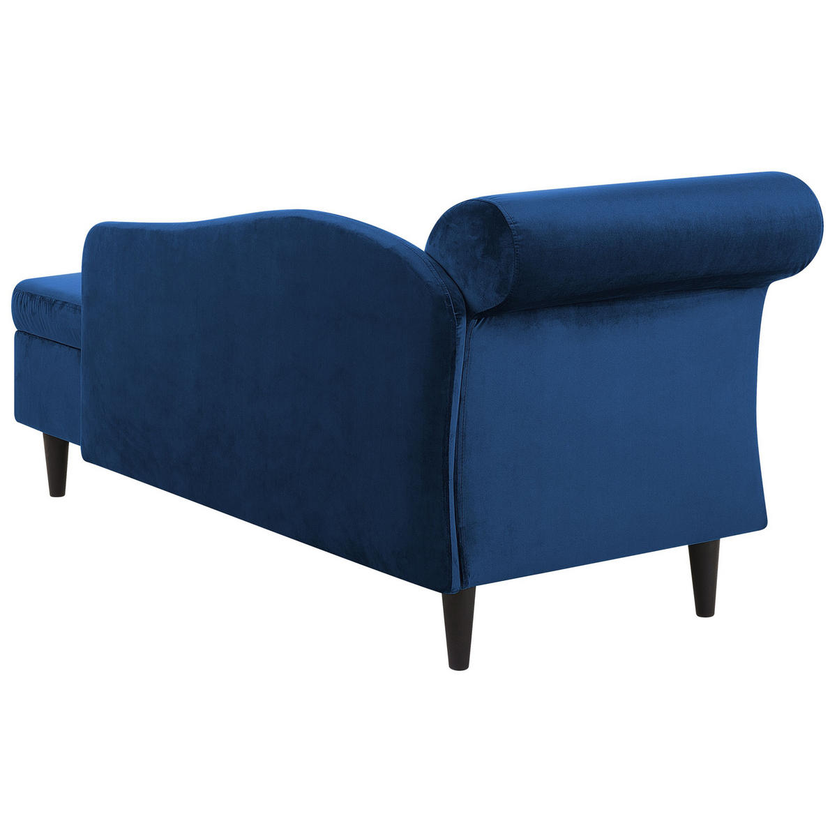 CHAISELONGUE Samtstoff marineblau linksseitig Luiro - Blau/Dunkelbraun, Textil (160/77/70cm) - Beliani