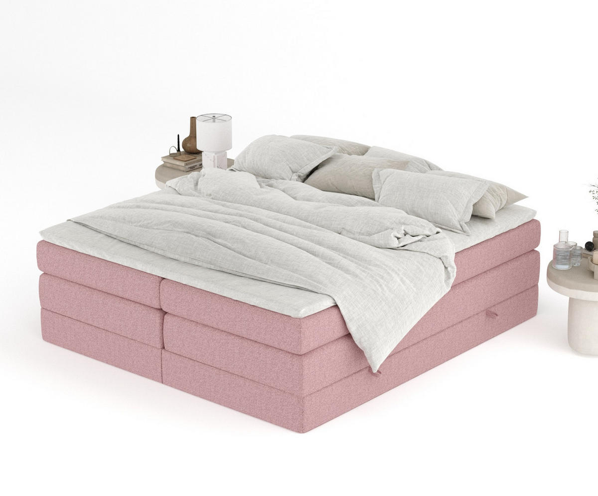 BOXSPRINGBETT Juniper Rosa 160/200 cm - Schwarz/Rosa, Holz/Holzwerkstoff (160/200cm) - Maison de Reve