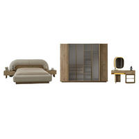 BETTANLAGE Anka Typ-1 Bett mit Kopfteil, 2 Nachttische, Kleiderschrank und Kommode - Eichefarben, Holzwerkstoff (160/200cm)