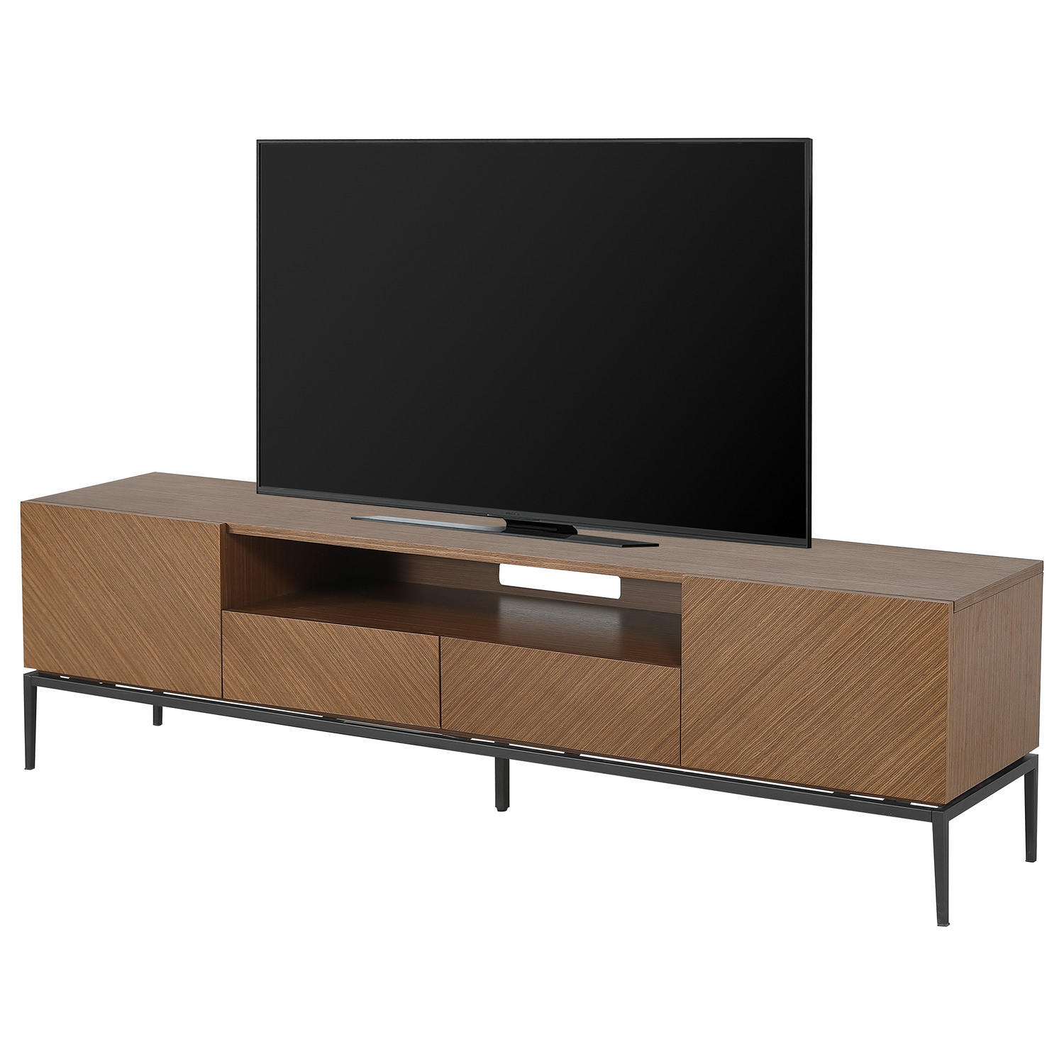 TV-LOWBOARD mit Schubladen - Walnussfarben, Holzwerkstoff/Metall (180/55/40cm) - home24