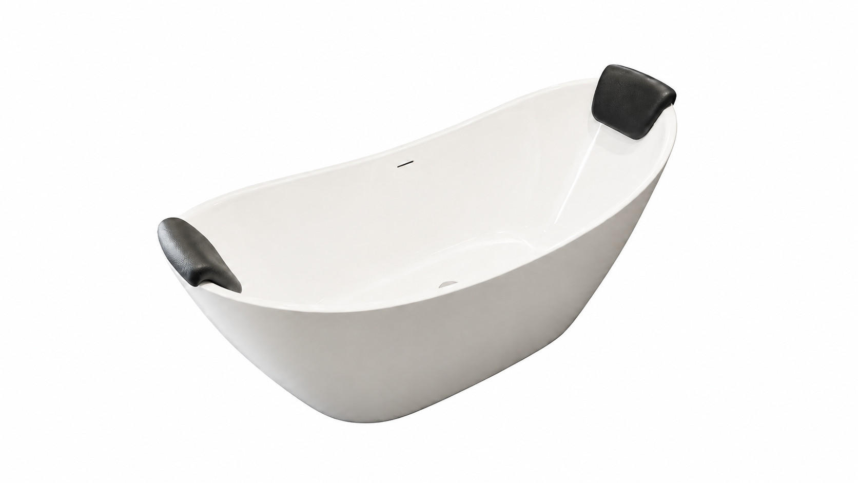 BADEWANNE ivar freistehend 180/80 cm, 4-tlg. Set 2 Kopfstützen kodi Klick-Klack-Ablauf - Weiß, Kunststoff (80/76/180cm) - bad land
