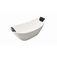 BADEWANNE ivar freistehend 180/80 cm, 4-tlg. Set 2 Kopfstützen kodi Klick-Klack-Ablauf - Weiß, Kunststoff (80/76/180cm) - bad land