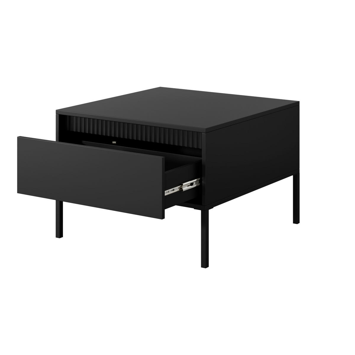 COUCHTISCH SELBU STO1 Reliefierte Fronten aus MDF-Platte Schwarz Schwarz - Schwarz, Holzwerkstoff (68/68/49cm) - Komodee