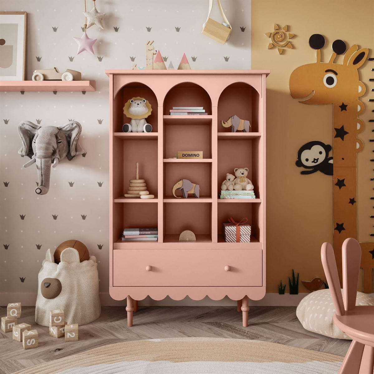 BABYREGAL BABUSHKA, Natürlich Rosa - Rosa, Holzwerkstoff (84/140/35cm)